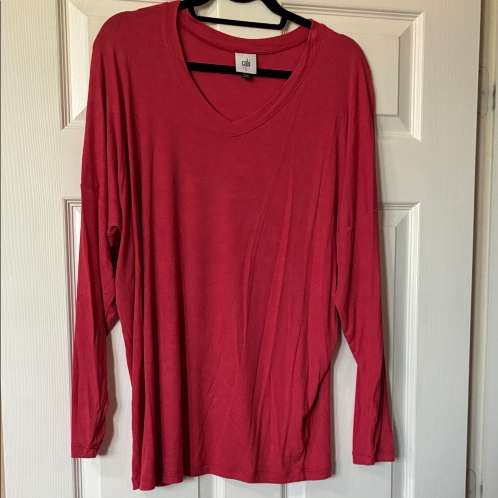CAbi 4564 Raspberry Red V-Neck Long Sleeve Tee
